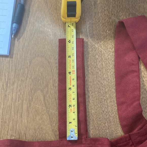 Handmade Brick Red Suede Button-Down Sleeveless Mini Dress Approx Size Small - Picture 12 of 12